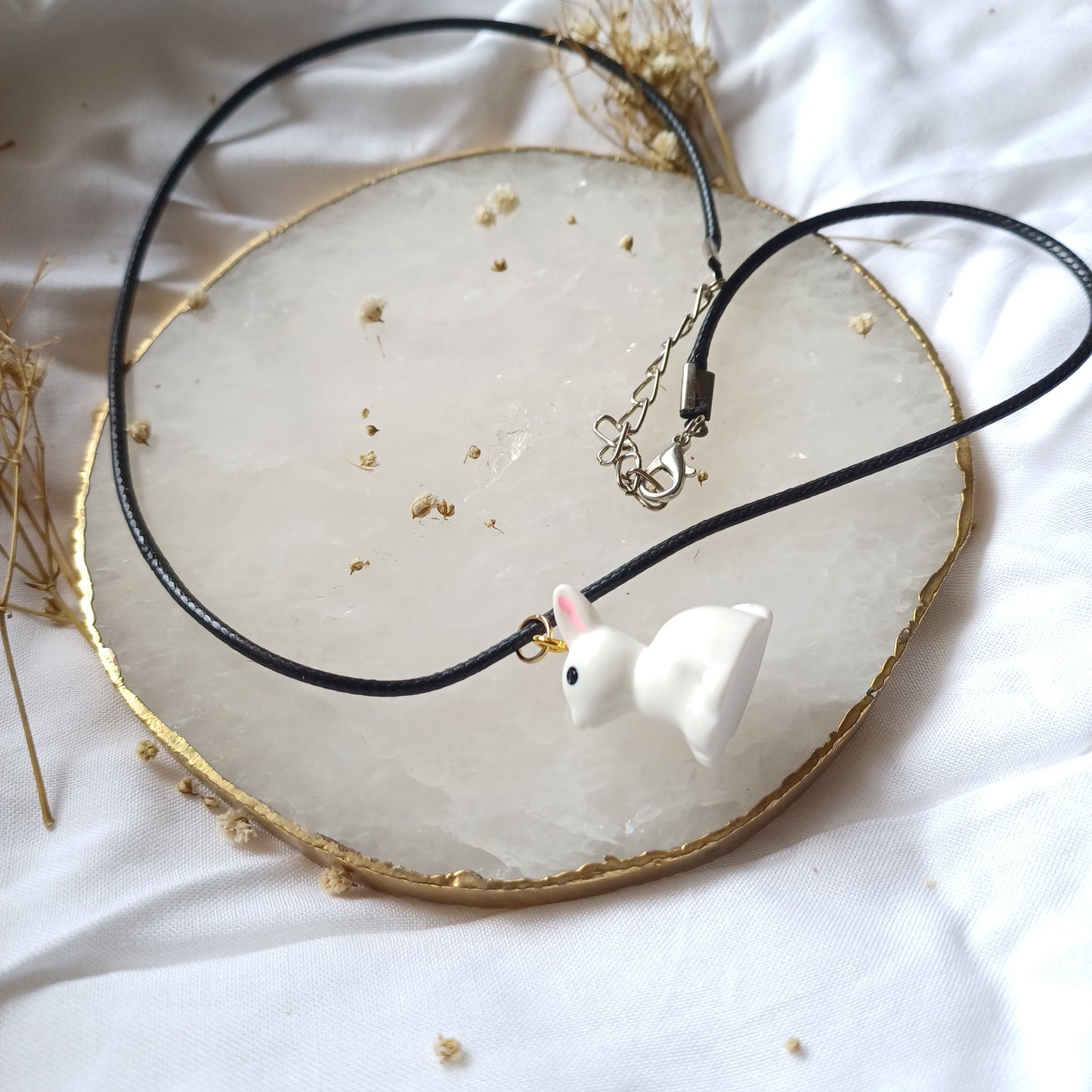 Neckpiece with Rabbit Charm Pendant