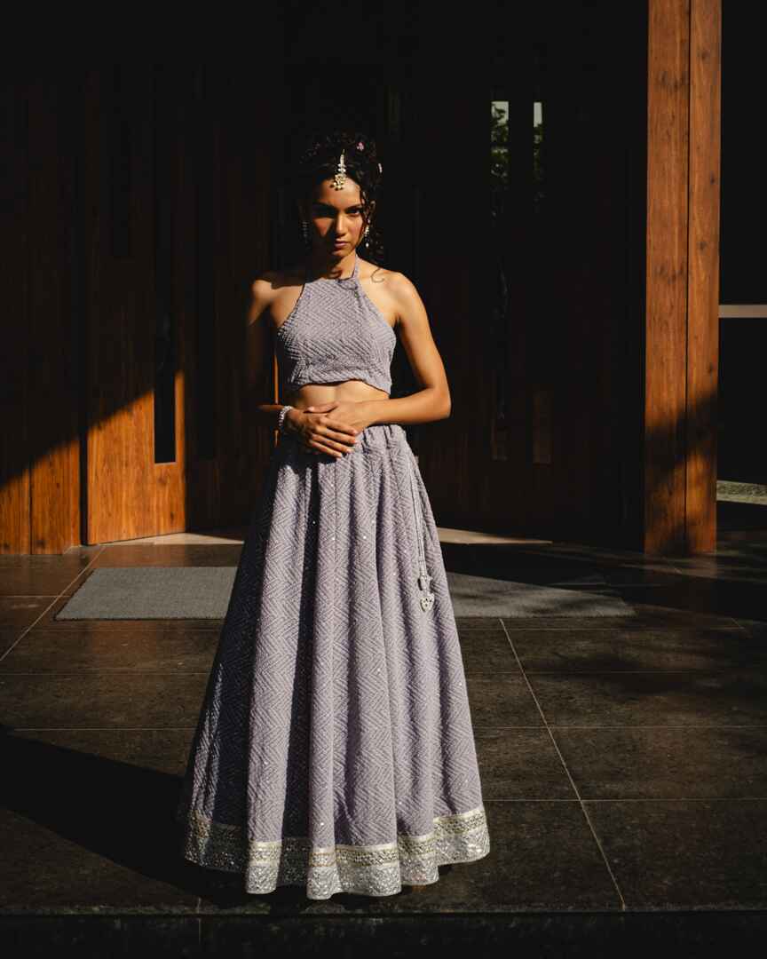 Lavender and silver lehenga