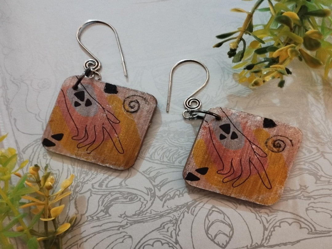 Abstract Earring with Hand Motif