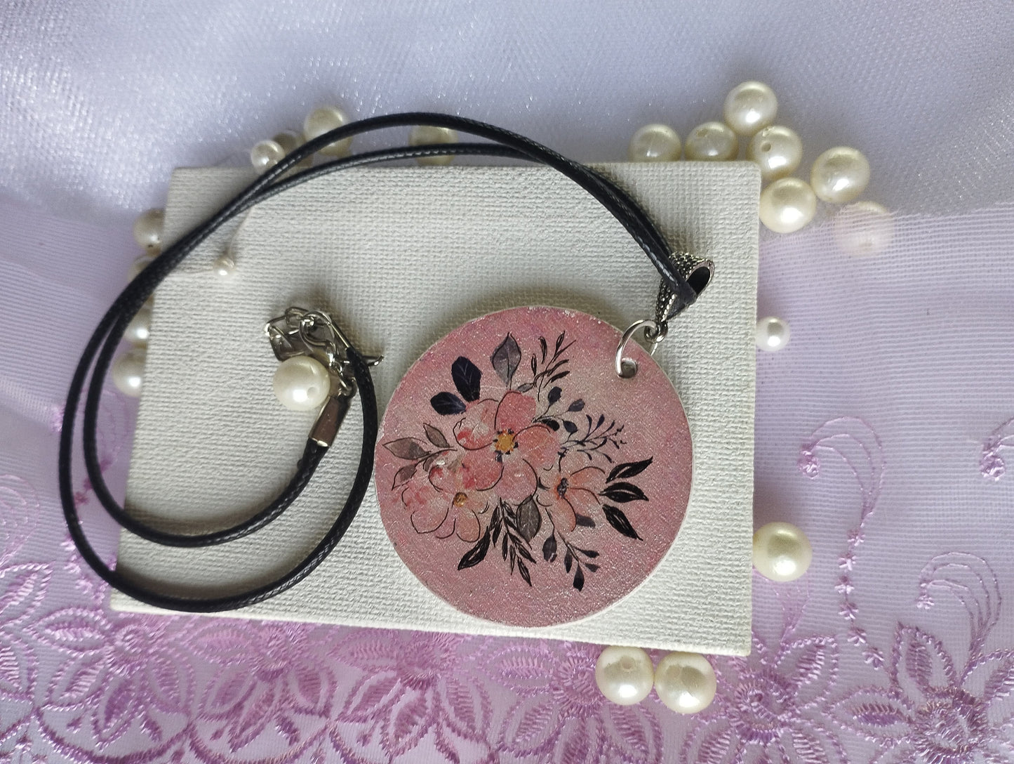 Pink Floral Pendant Necklace