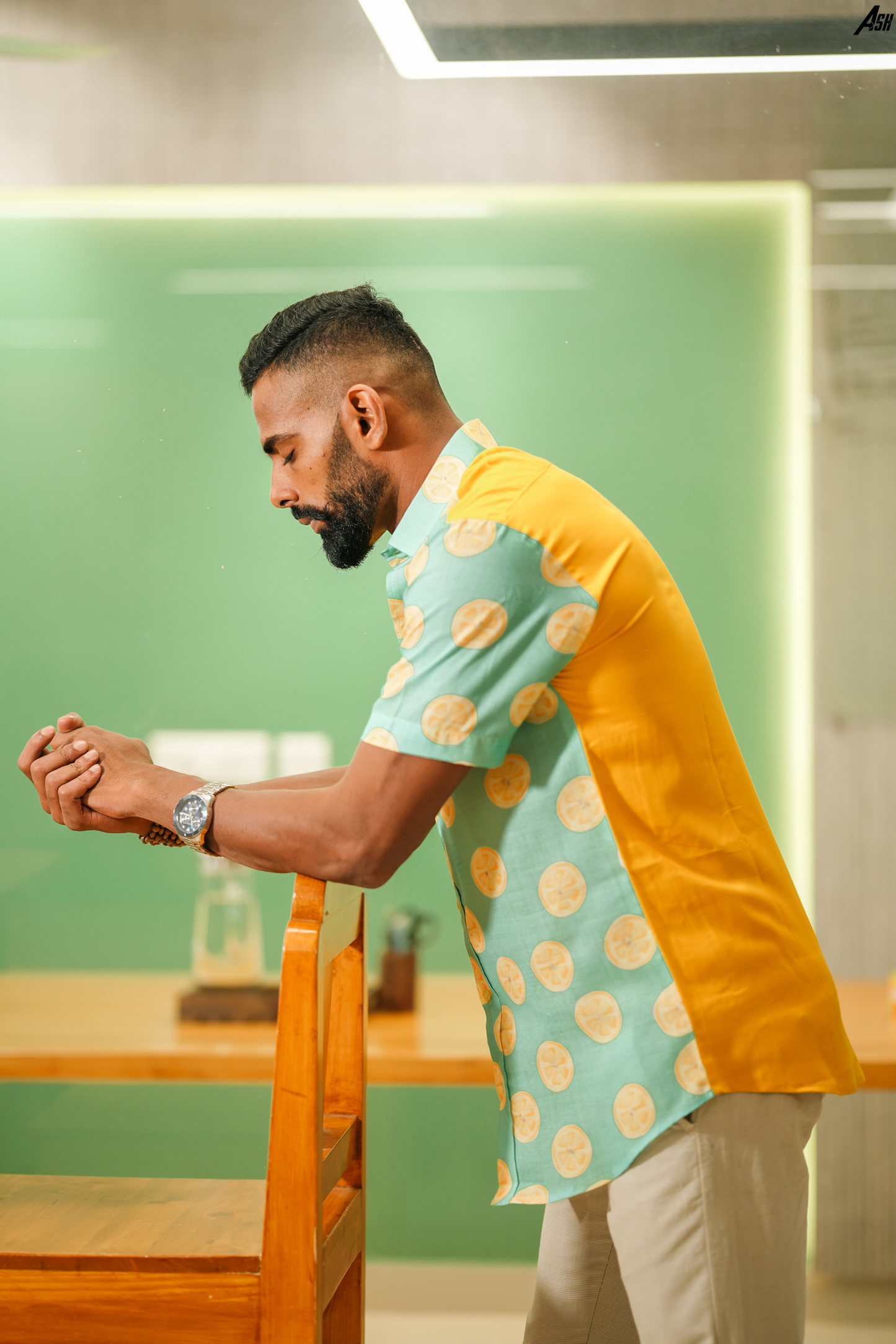 Half and Half Lemon Print Shirt