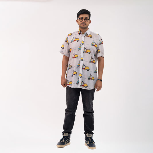 Vespa Print Short Sleeves Shirt