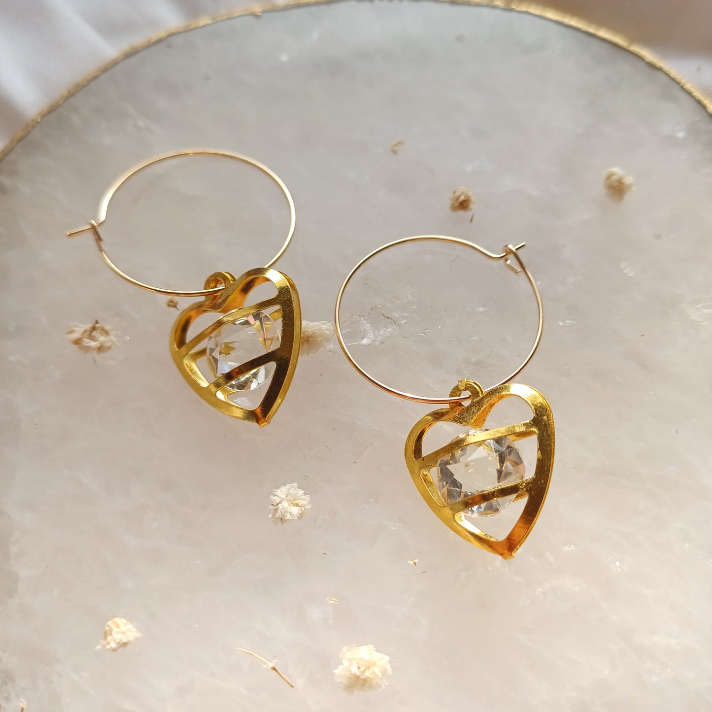 Golden Heart Hoop Earrings