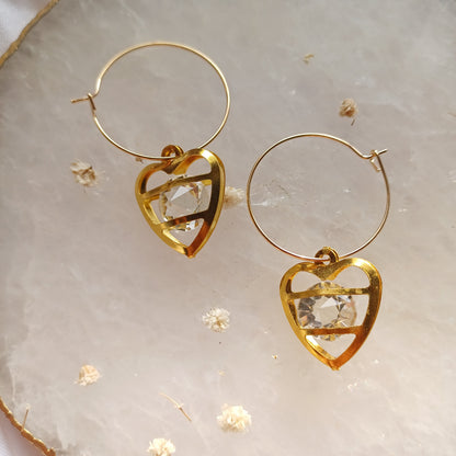Golden Heart Hoop Earrings