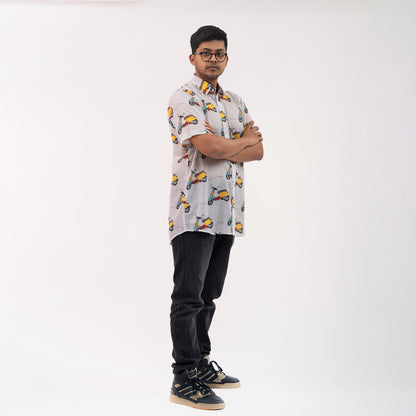 Vespa Print Short Sleeves Shirt