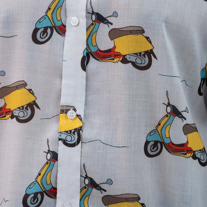 Vespa Print Short Sleeves Shirt