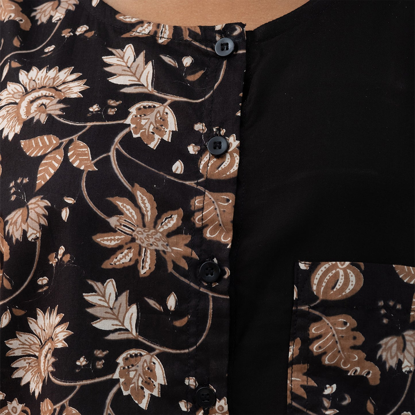 Floral Printed Pants and half n half printed crop shirt with black rayon and printed pocket
