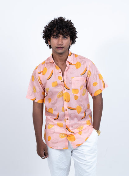 OGAF Mango short sleeved printed shirt left pocket