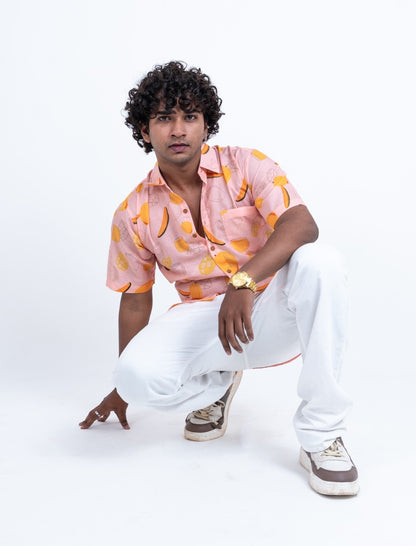 OGAF Mango short sleeved printed shirt with left pocket