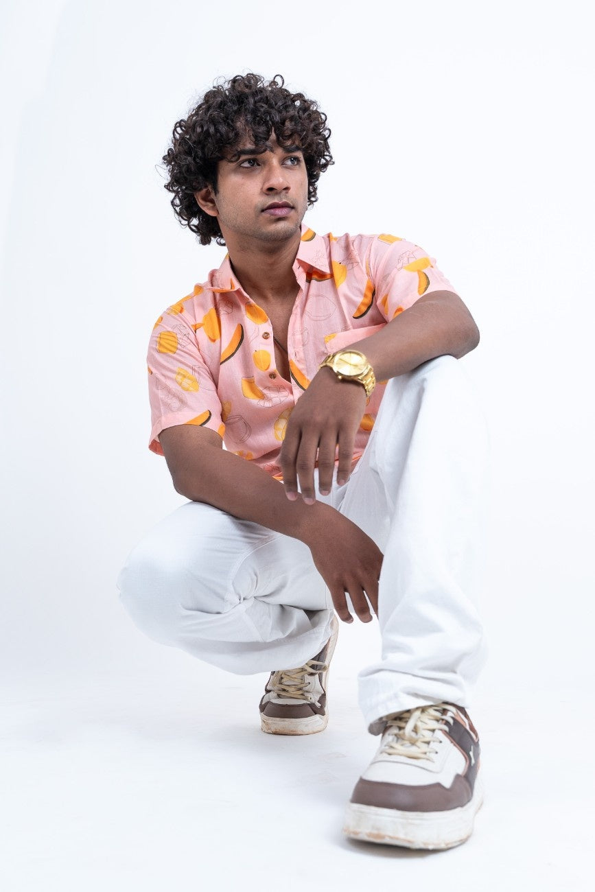 OGAF Mango short sleeved printed shirt with left pocket