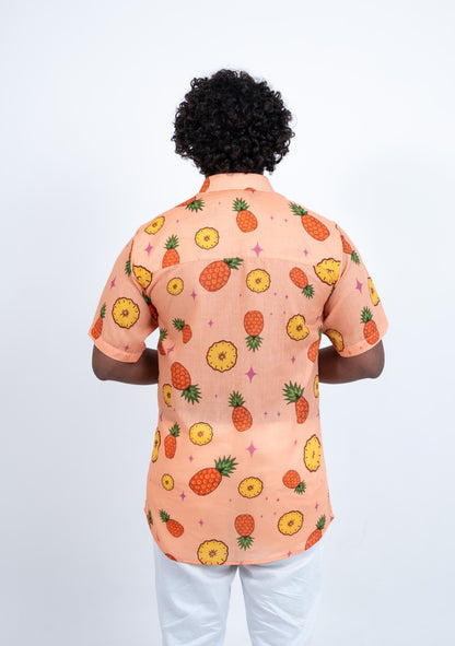 OGAF pineapple short sleeved printed shirt with left pocket
