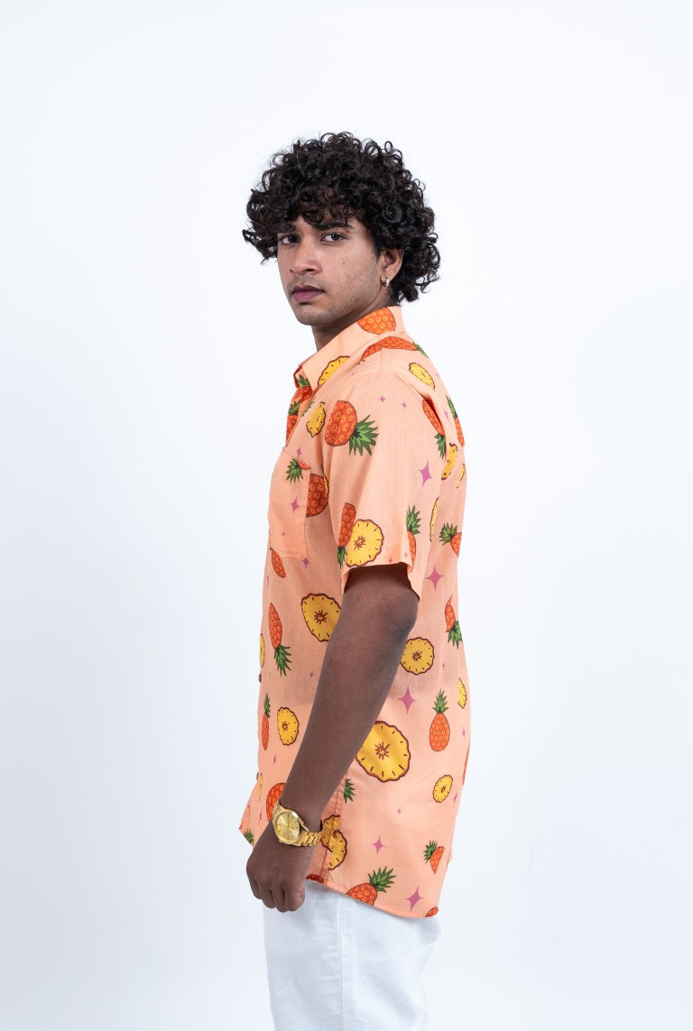 OGAF pineapple short sleeved printed shirt with left pocket