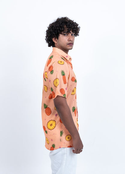 OGAF pineapple short sleeved printed shirt with left pocket