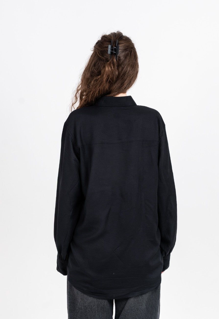 Half and half all in it together variation 2 print and black shirt with normal collar and gathered full sleeved shirt