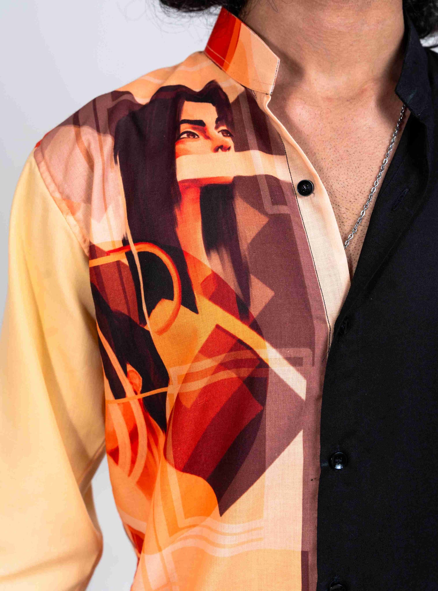 Eastern warriors half and half black and orange full sleeve shirt