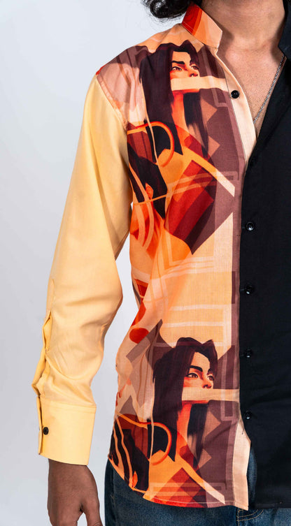 Eastern warriors half and half black and orange full sleeve shirt