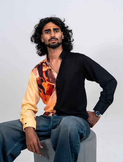 Eastern warriors half and half black and orange full sleeve shirt