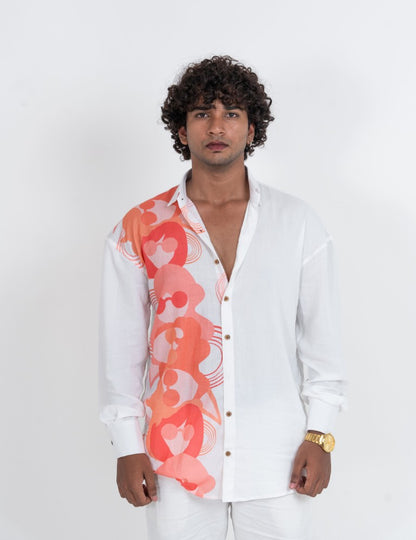 Men’s Half-and-Half Topsy-Turvy Shirt – Orange & White