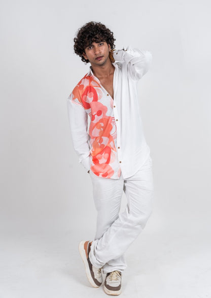 Men’s Half-and-Half Topsy-Turvy Shirt – Orange & White