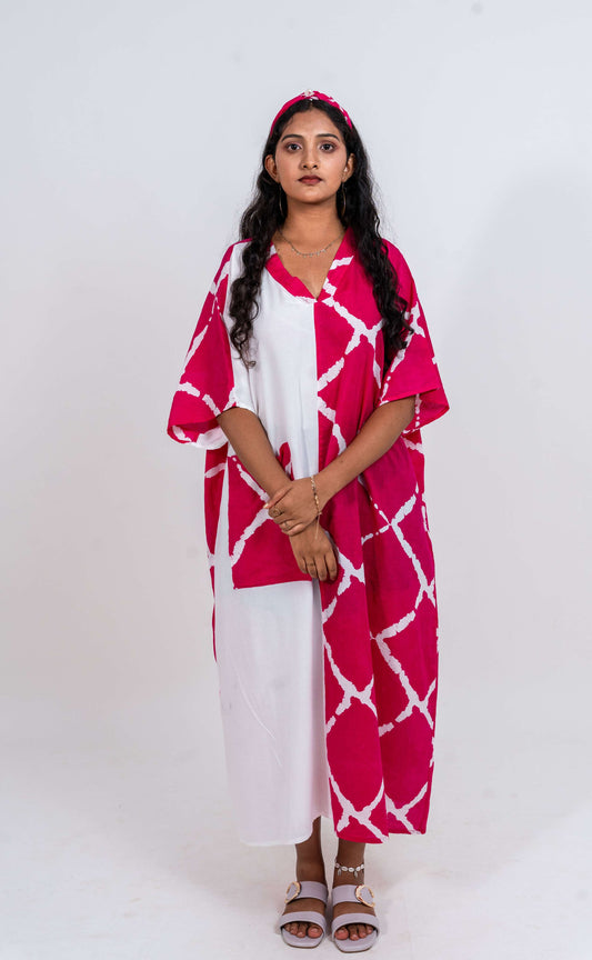 Half and half Kaftan dress with large pocket on right side