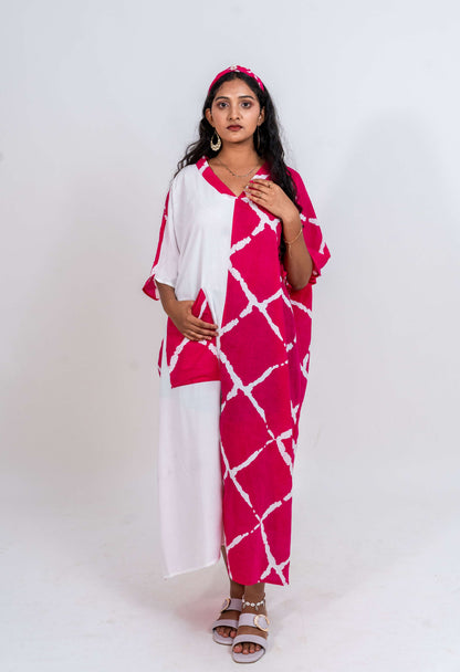 Half and half Kaftan dress with large pocket on right side