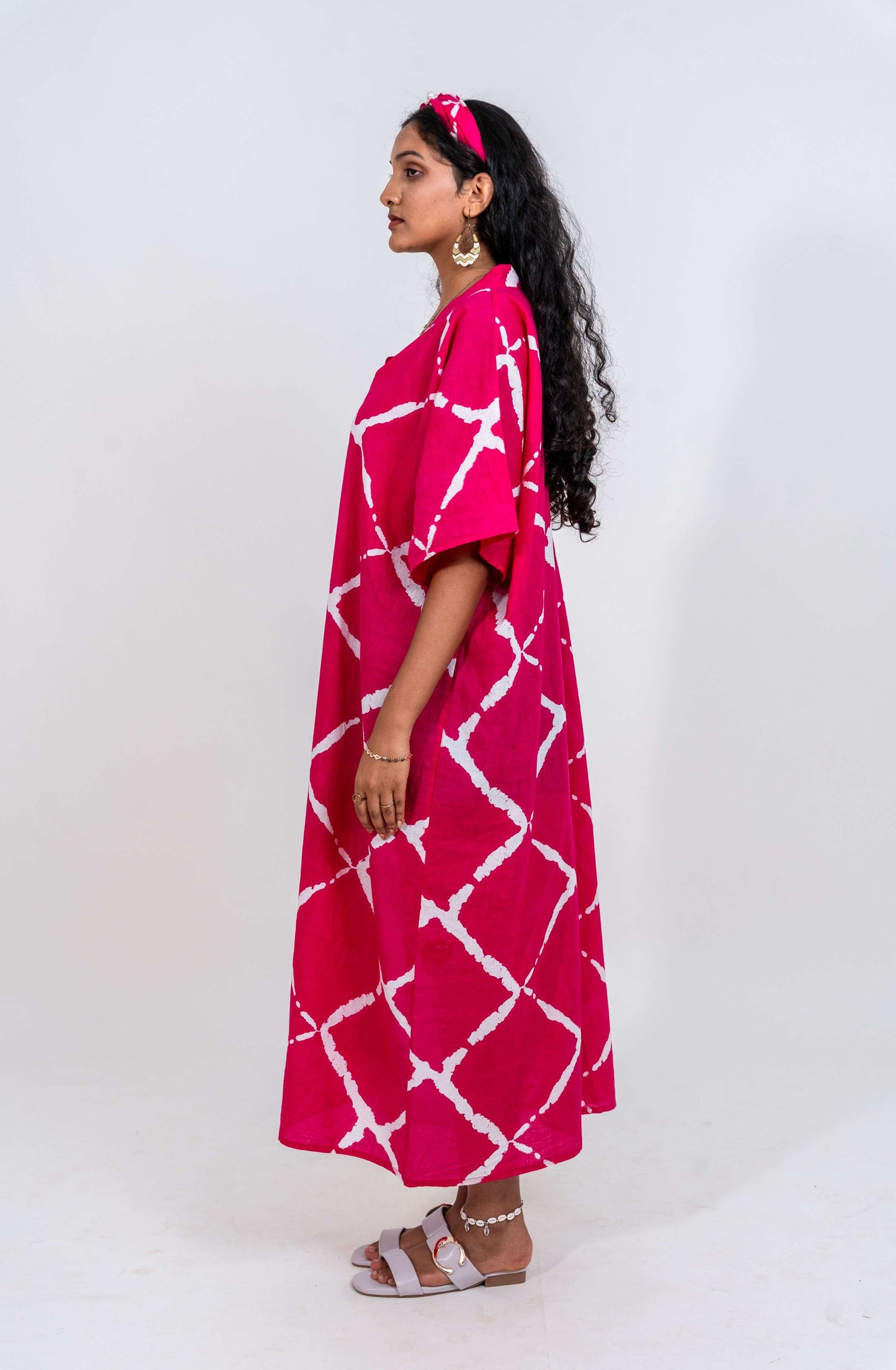 Half and half Kaftan dress with large pocket on right side