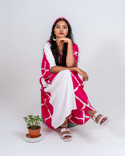 Half and half Kaftan dress with large pocket on right side