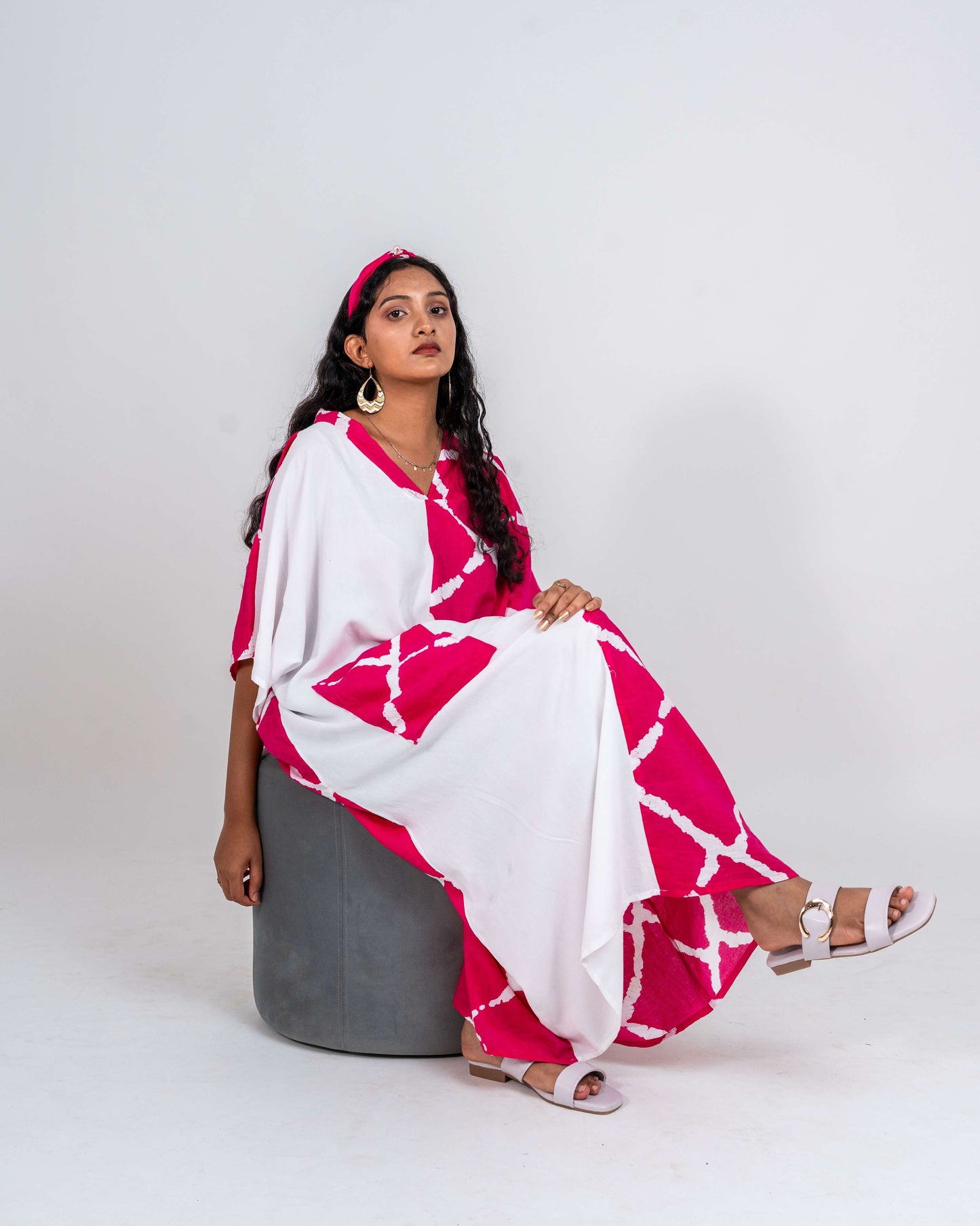 Half and half Kaftan dress with large pocket on right side