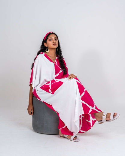 Half and half Kaftan dress with large pocket on right side