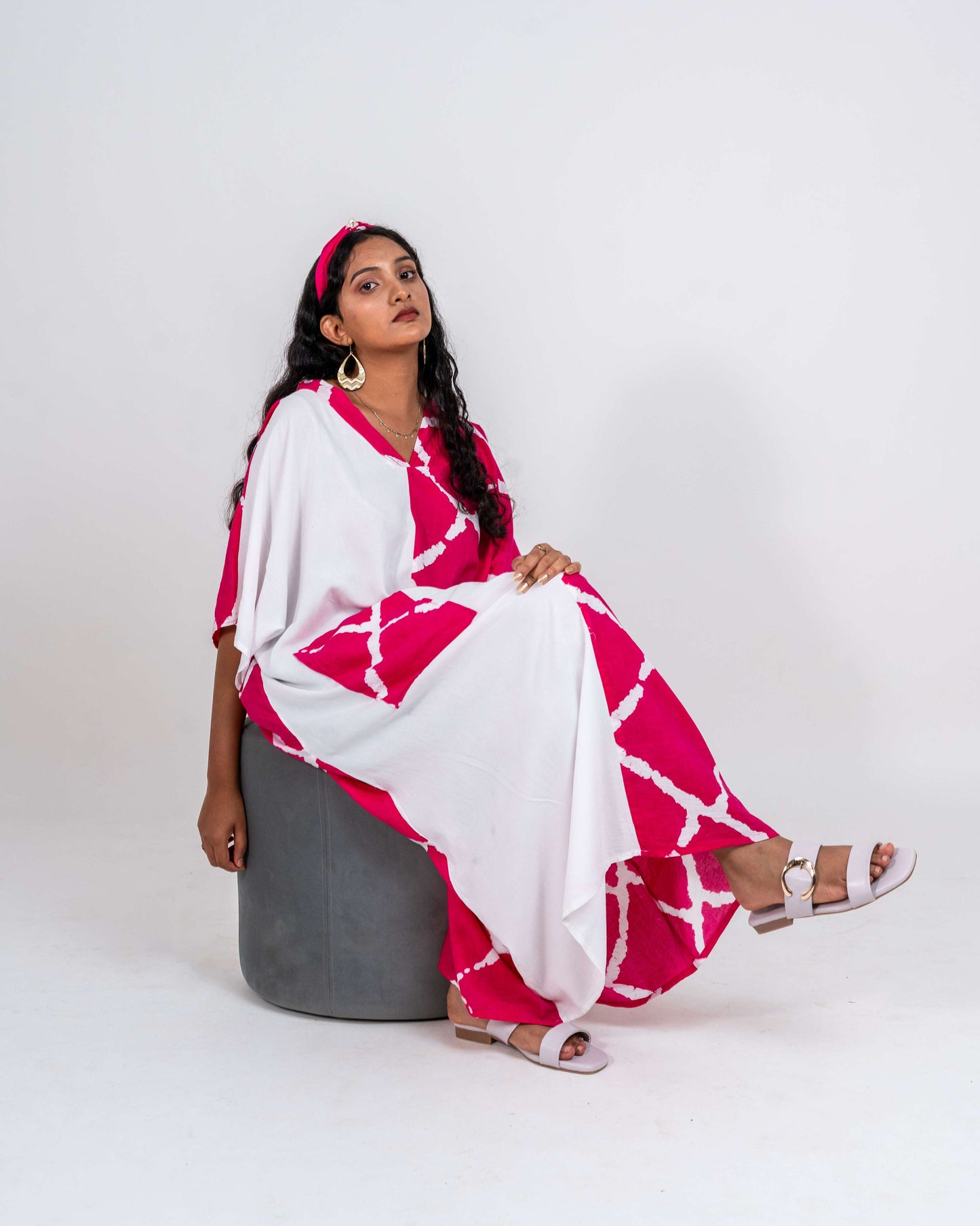 Half and half Kaftan dress with large pocket on right side