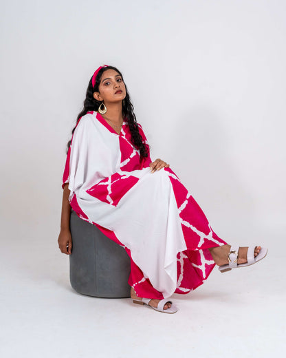 Half and half Kaftan dress with large pocket on right side