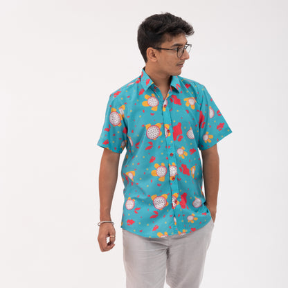 Dragon fruit print short sleeve shirt