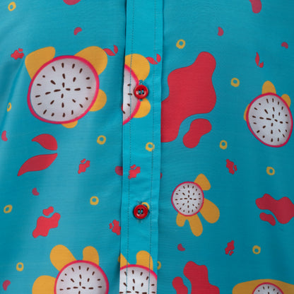 Dragon fruit print short sleeve shirt