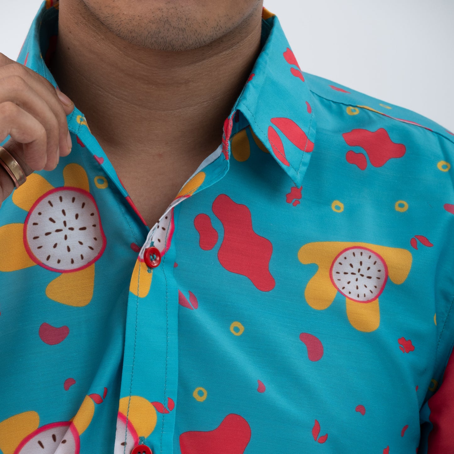 Dragon fruit print short sleeve shirt