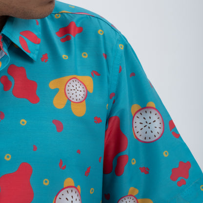 Dragon fruit print short sleeve shirt