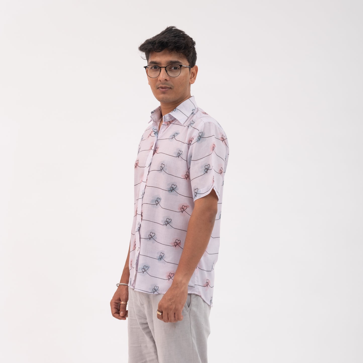 Hearts Printed Short Sleeves Shirt