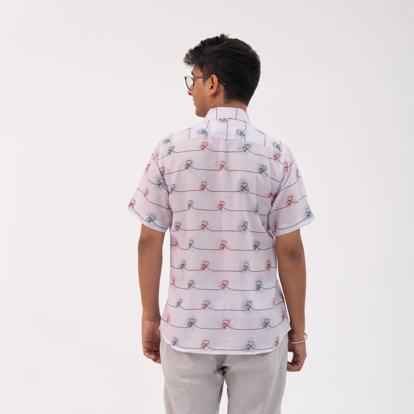 Hearts Printed Short Sleeves Shirt