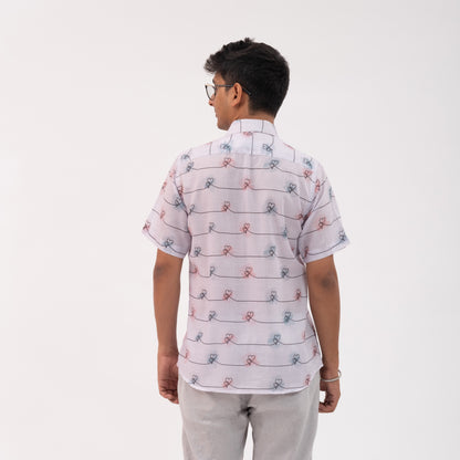 Hearts Printed Short Sleeves Shirt