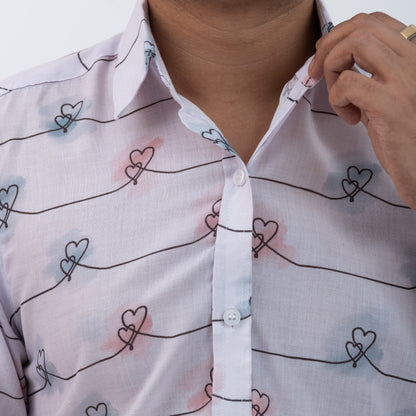 Hearts Printed Short Sleeves Shirt