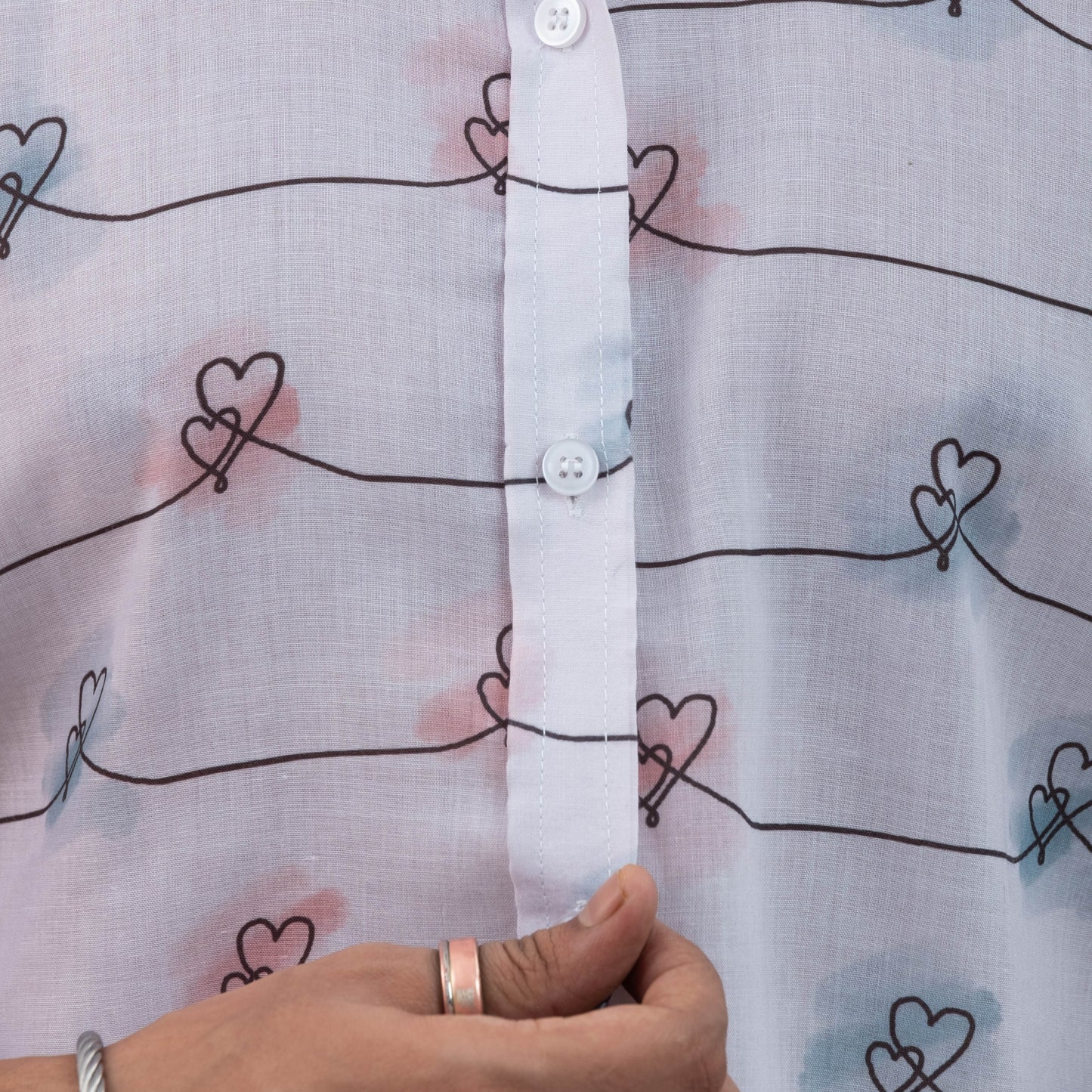 Hearts Printed Short Sleeves Shirt