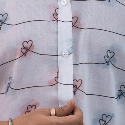 Hearts Printed Short Sleeves Shirt