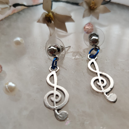 Metal Treble Clef Earrings