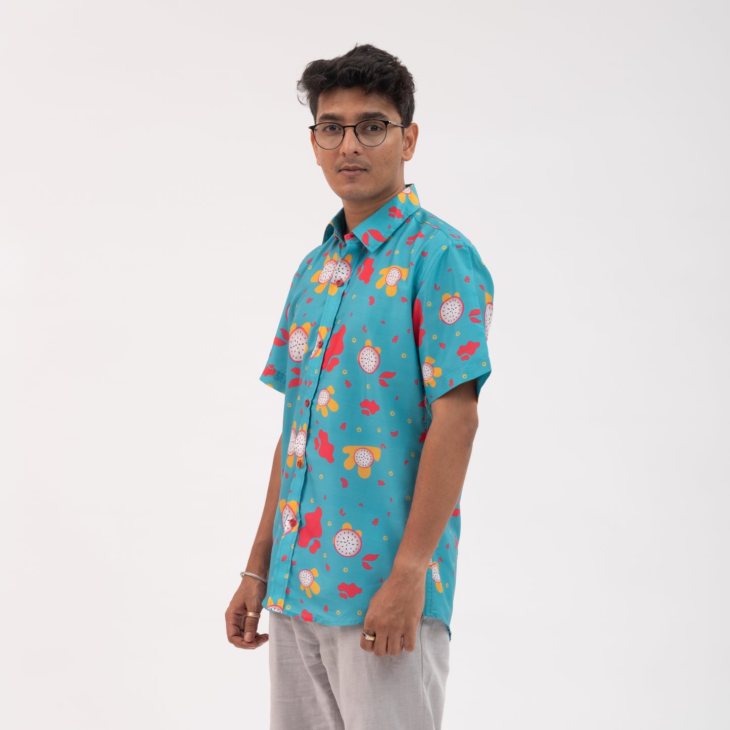 Dragon fruit print short sleeve shirt