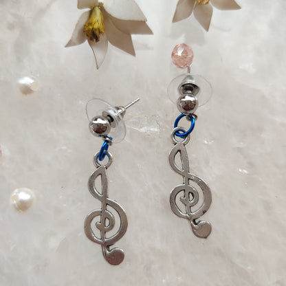 Metal Treble Clef Earrings