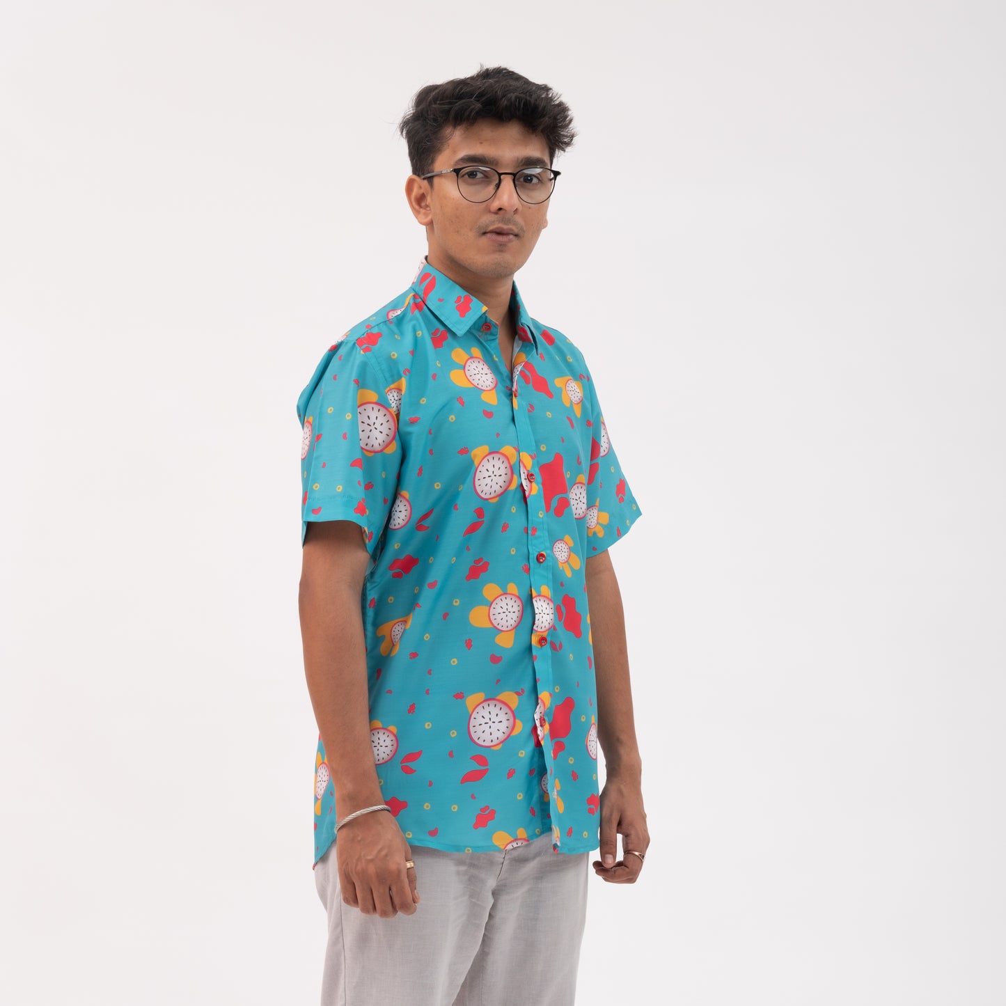 Dragon fruit print short sleeve shirt