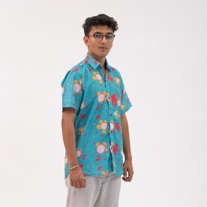Dragon fruit print short sleeve shirt
