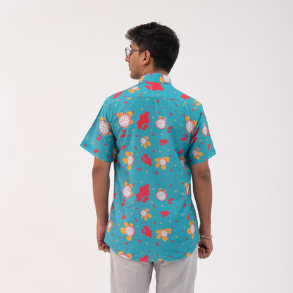Dragon fruit print short sleeve shirt