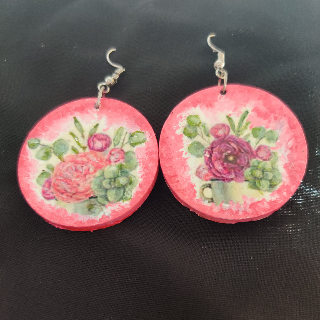 Floral Hand Painted Earrings