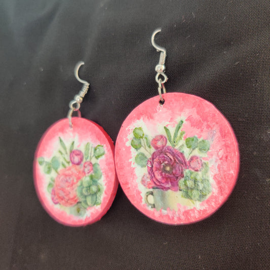 Floral Hand Painted Earrings