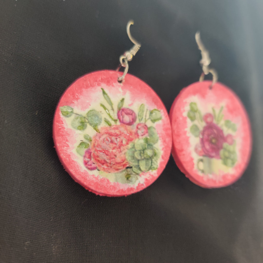 Floral Hand Painted Earrings